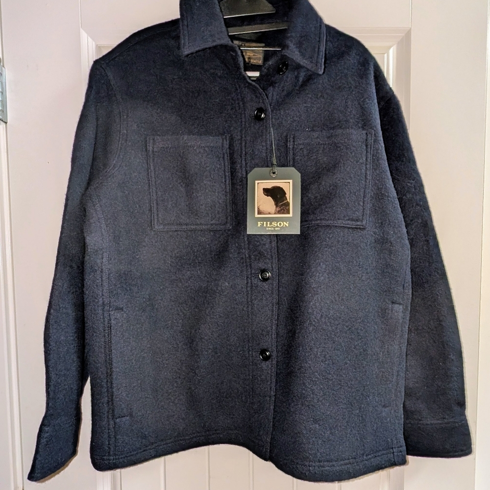 Filson Dark Blue Wool Shirt Jacket
